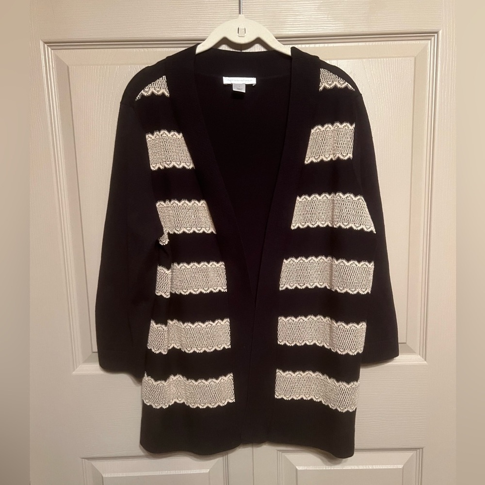 Christopher & Banks Women's Cardigan in Black and Tan